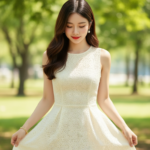 Chân dung cô gái trẻ tự tin trong vẻ đẹp thanh lịch nơi công viên mùa hè