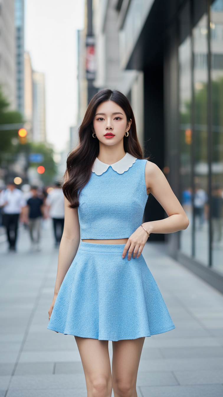 Chân dung xinh đẹp của cô gái trẻ giữa phố hiện đại với phong cách thời trang ấn tượng