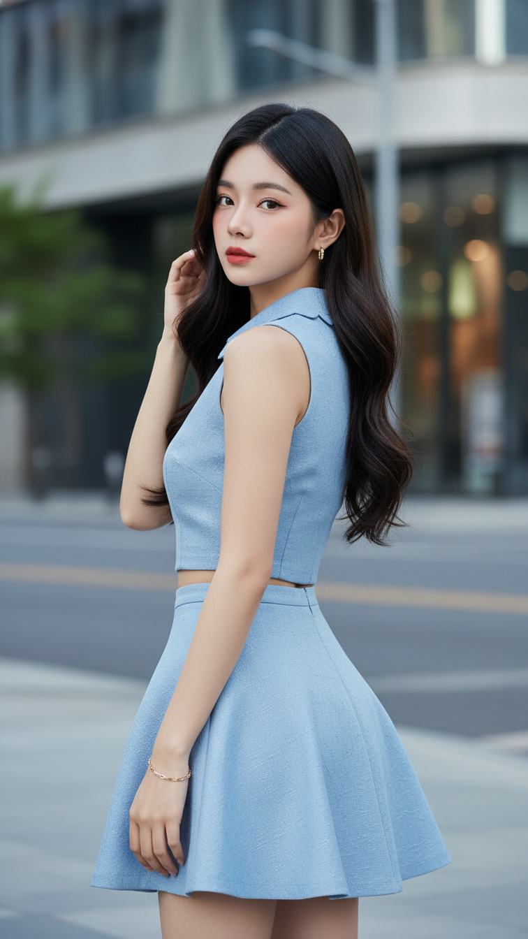 Chân dung thanh lịch của cô gái trẻ với phong cách hiện đại và quyến rũ