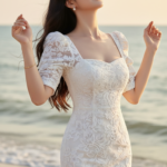 Chân dung cô gái Á Đông thanh lịch bên biển đẹp tựa mơ mộng