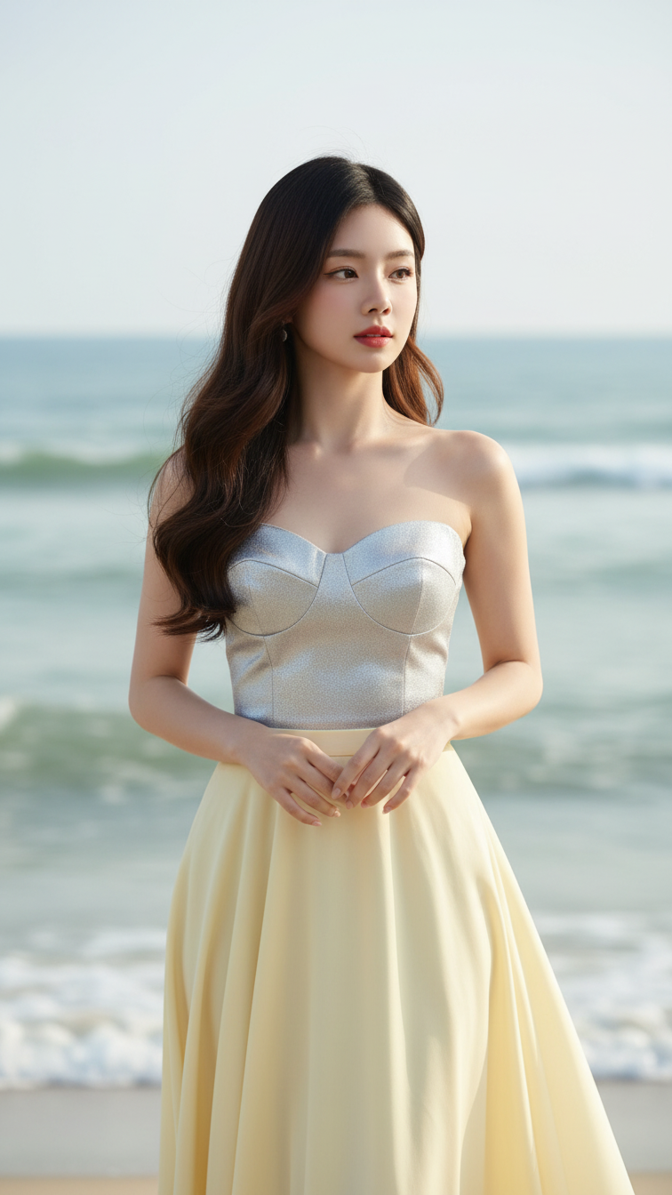 Chân dung ấn tượng của cô gái trẻ giữa khung cảnh biển yên bình