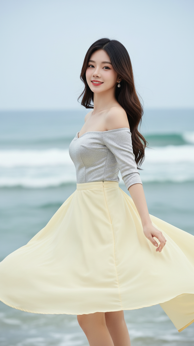 Khắc họa chân dung cô gái Châu Á tự tin bên bờ biển tuyệt đẹp