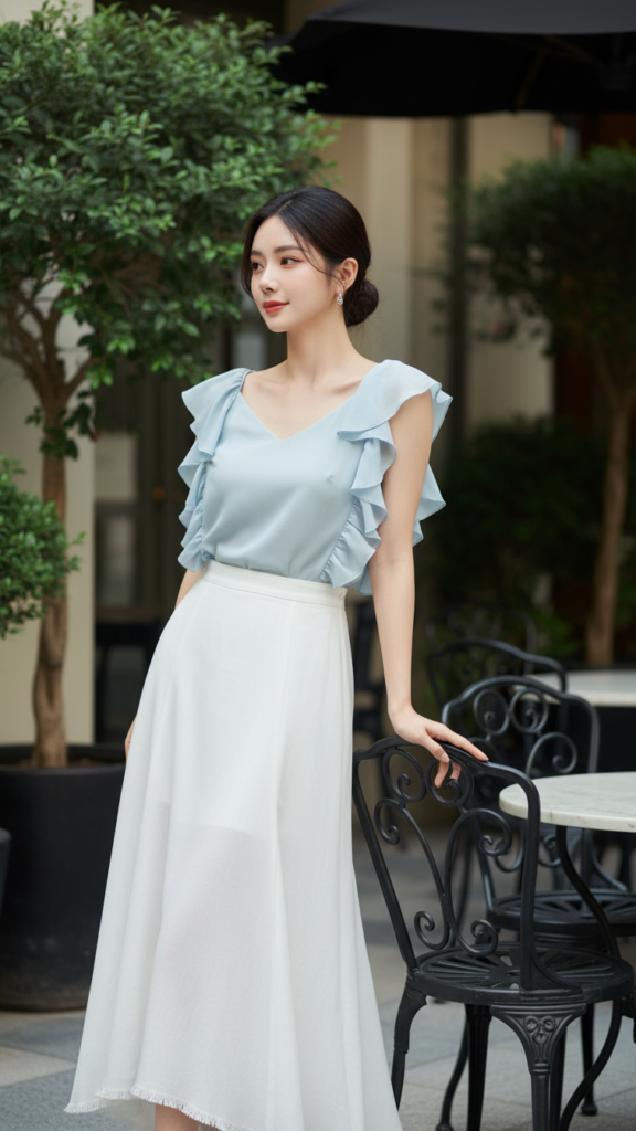 Chân dung hấp dẫn của cô gái trẻ trong không gian quán cafe sang trọng