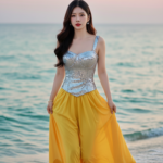 Chân dung cô gái trẻ tuyệt đẹp bên bờ biển và phong cách đầy tự tin