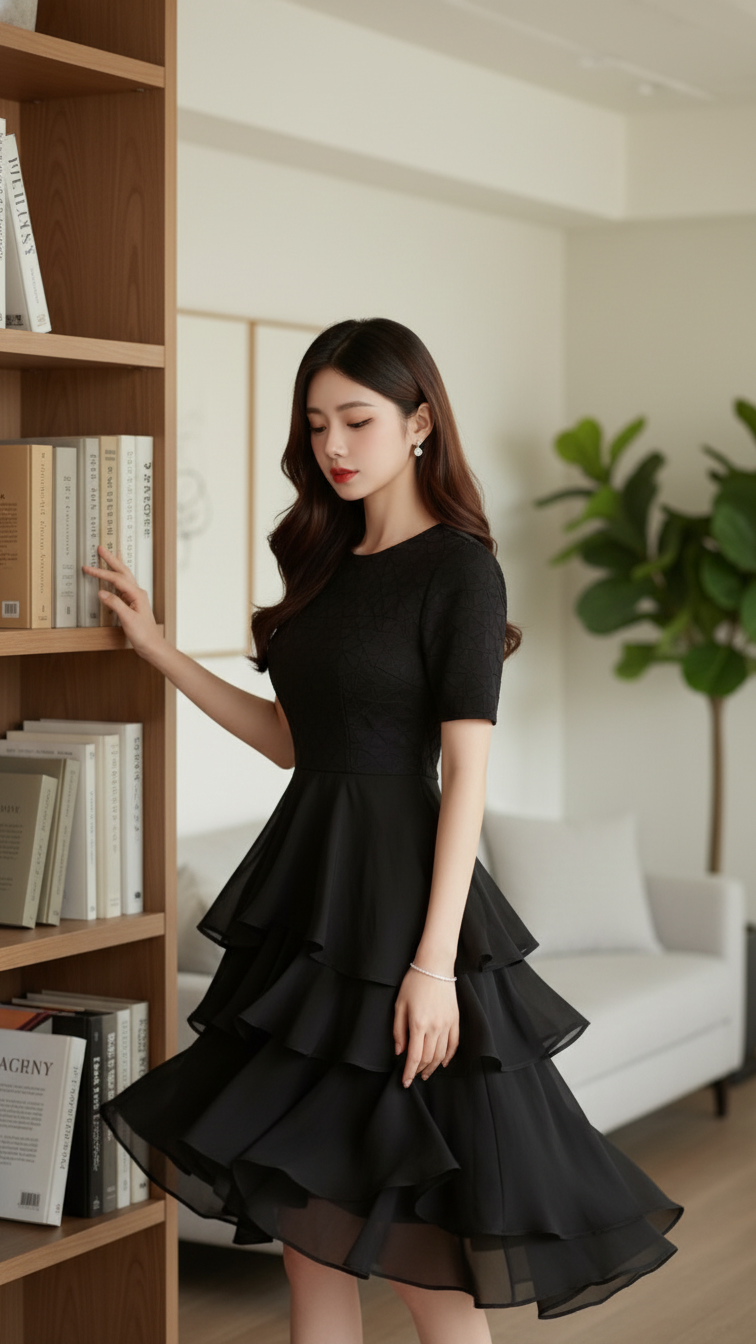 Chân dung thanh lịch của cô gái trẻ trong không gian hiện đại và sang trọng