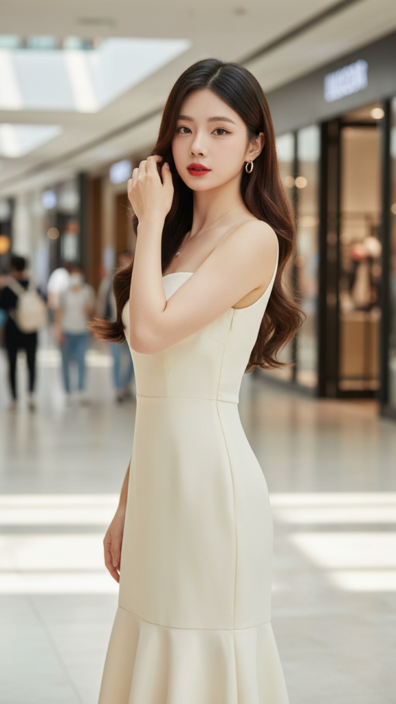 Chân dung cô gái trẻ thanh lịch với vẻ đẹp tự nhiên và phong cách thời trang tinh tế.