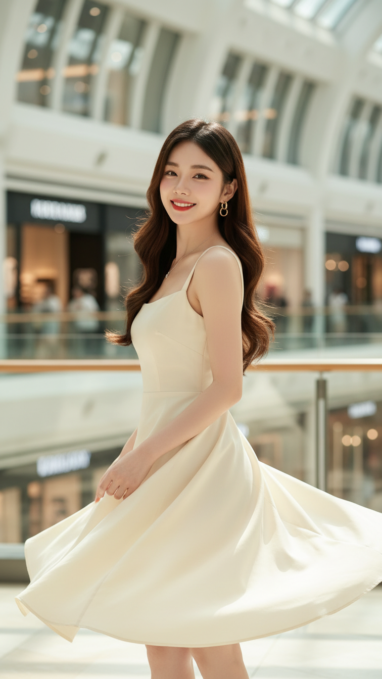 Chân dung thanh lịch của cô gái trẻ trong không gian thời trang hiện đại