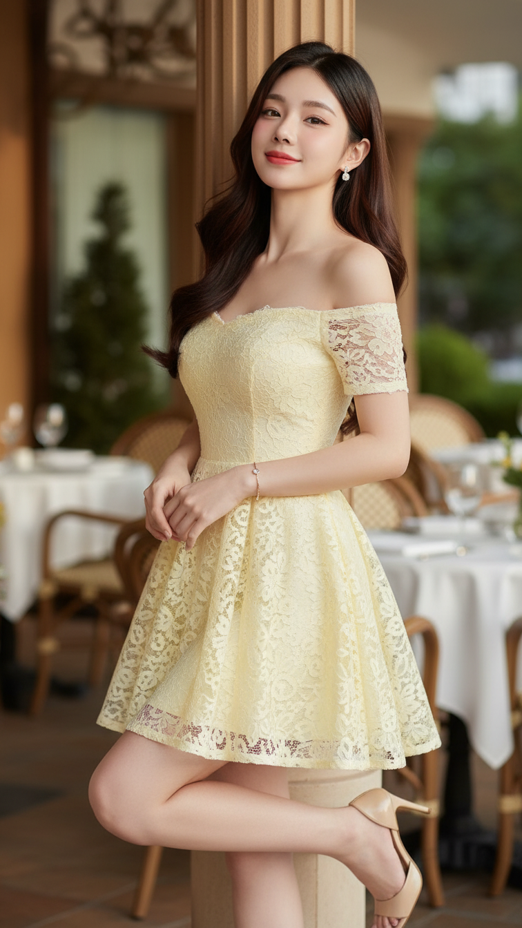 Chân dung thanh lịch của cô gái trẻ trong không gian quán cà phê sang trọng