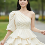 Chân dung thanh lịch của cô gái trẻ tại công viên đô thị.