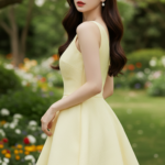 Chân dung thanh lịch của cô gái trẻ trong khu vườn tươi đẹp