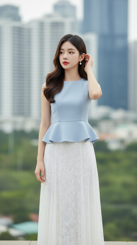 Chân dung thanh lịch của cô gái trẻ giữa không gian đô thị sang trọng