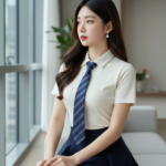 Chân dung thực tế của cô gái trẻ tự tin trong không gian hiện đại tối giản