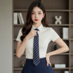 Chân dung cô gái trẻ tự tin với phong cách tối giản và thanh lịch trong không gian hiện đại