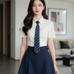 Chân dung hiện thực của cô gái trẻ đầy tự tin trong không gian tối giản.