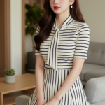 Chân dung thanh lịch của cô gái trẻ trong không gian hiện đại hoàn hảo