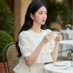 Chân dung cô gái trẻ thanh lịch giữa không gian quán cafe sang trọng