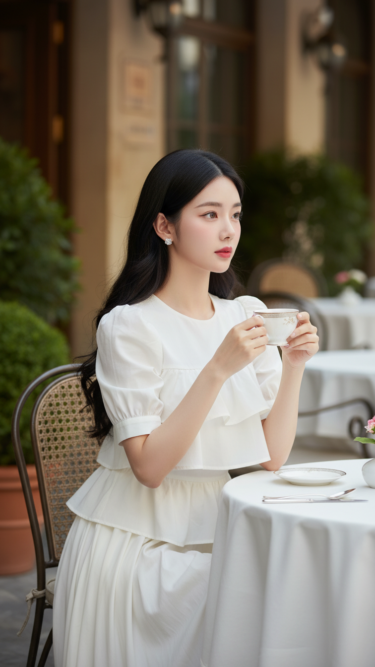 Chân dung cô gái trẻ thanh lịch giữa không gian quán cafe sang trọng