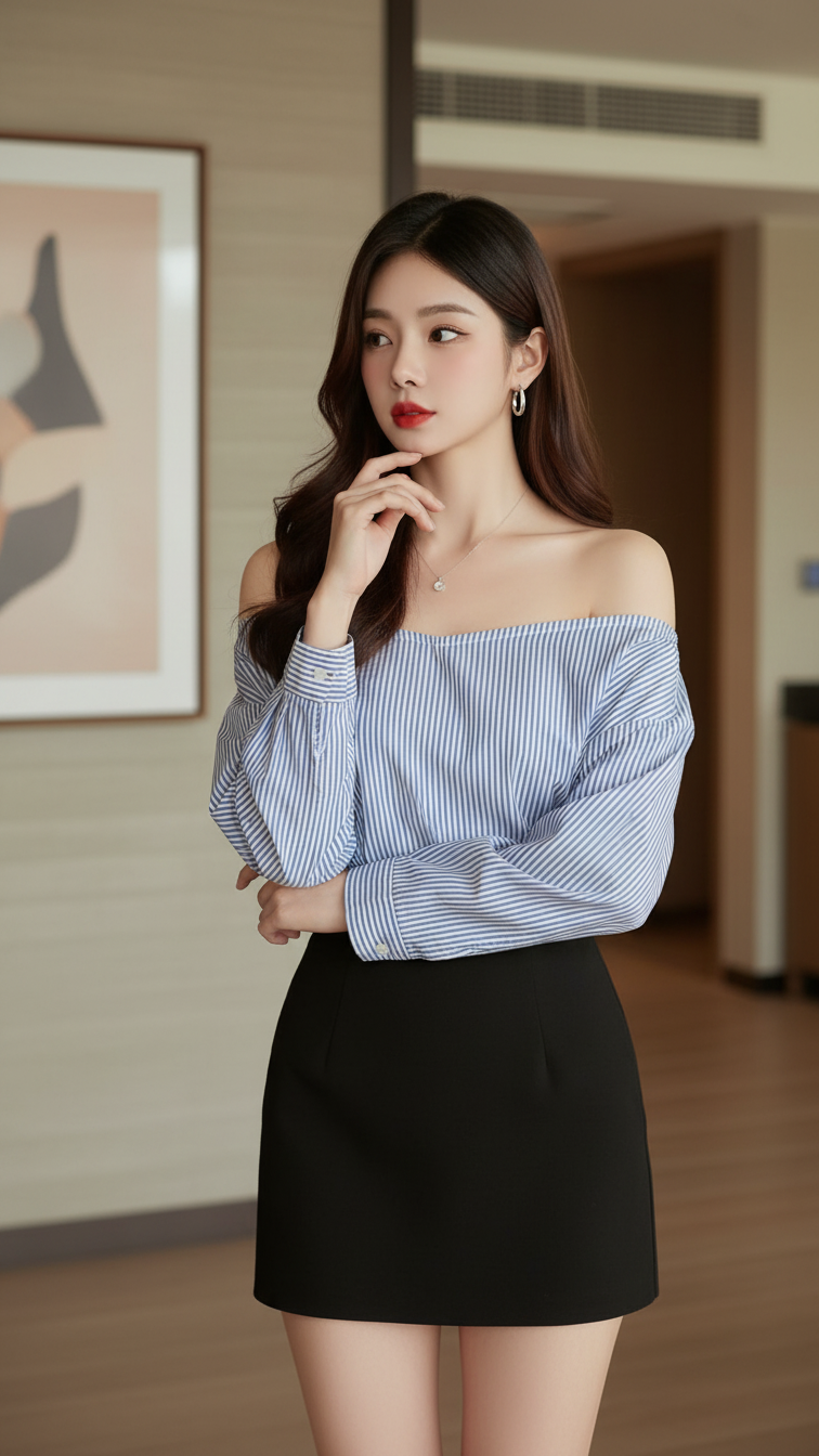 Chân dung quyến rũ của cô gái trẻ trong không gian hiện đại và sang trọng