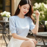 Chân dung cô gái trẻ thanh lịch giữa không gian quán cà phê sang trọng