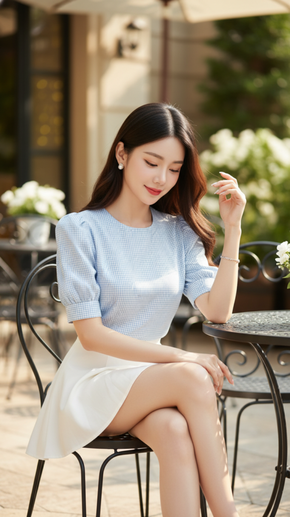 Chân dung cô gái trẻ thanh lịch giữa không gian quán cà phê sang trọng