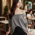 Chân dung thanh lịch của cô gái trẻ giữa không gian cafe sang trọng