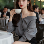 Chân dung thiếu nữ quyến rũ giữa không gian café sang trọng