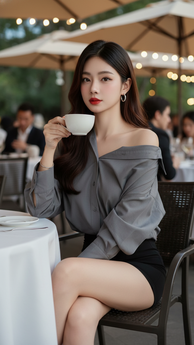 Chân dung thiếu nữ quyến rũ giữa không gian café sang trọng