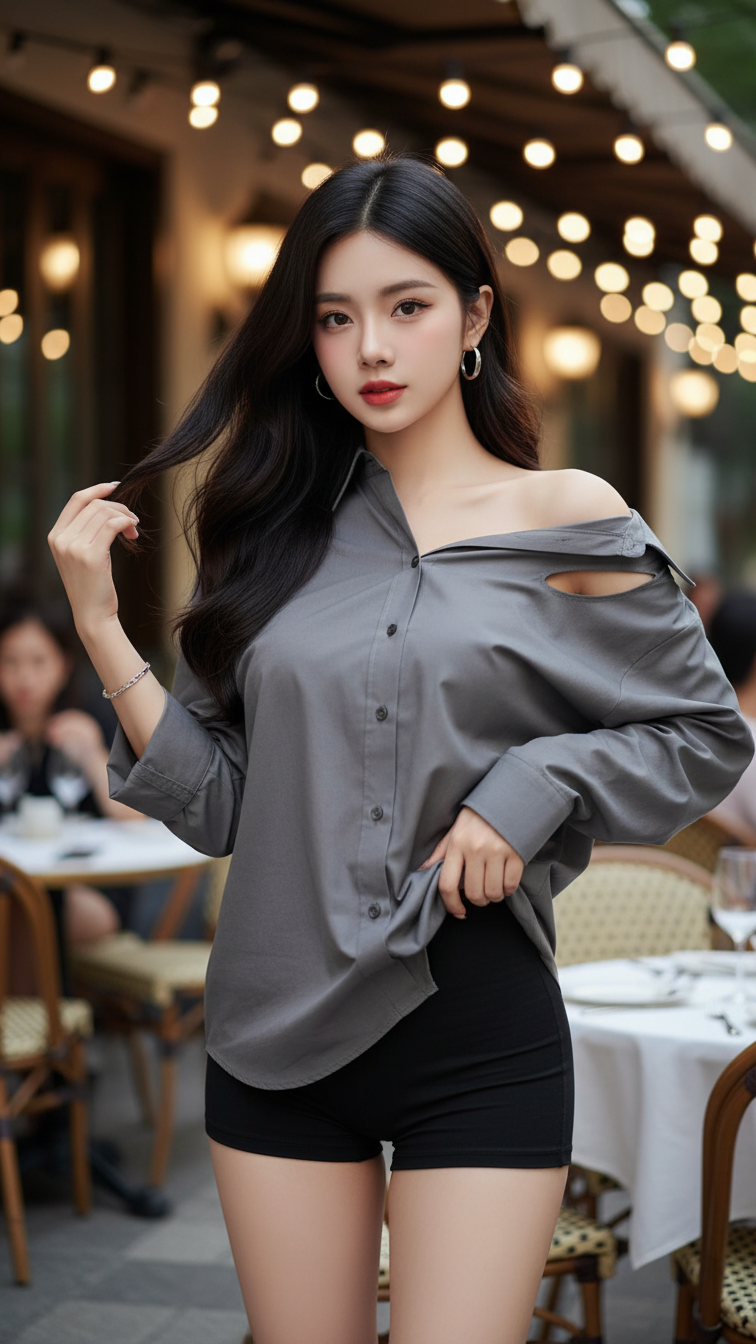 Chân dung thanh lịch của cô gái trẻ giữa không gian quán cafe sang trọng