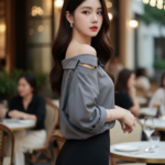 Chân dung cô gái trẻ đẹp trong không gian quán cà phê sang trọng