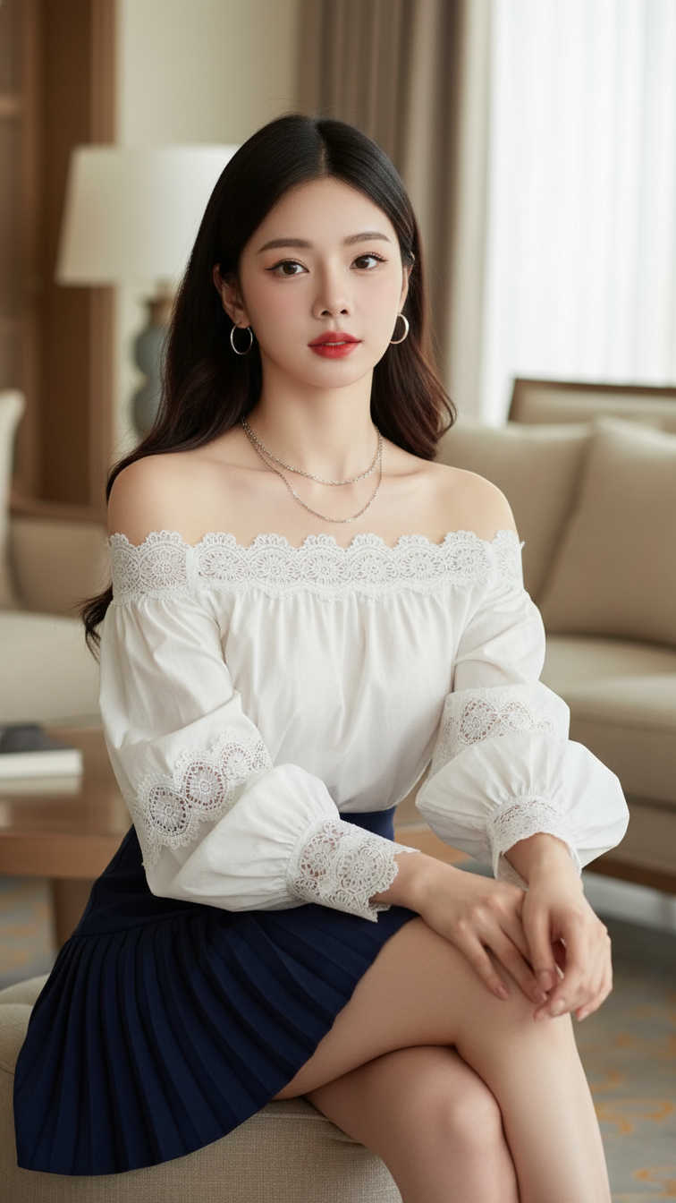 Tạo chân dung young woman thanh lịch với phong cách phối đồ tinh tế và trang điểm tự nhiên