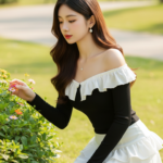 Chân dung nữ thanh lịch trong công viên rực rỡ ánh nắng