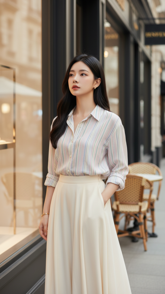 Chân dung thanh lịch của cô gái trẻ giữa phố thị xa hoa