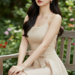 Chân dung thực tế của cô gái Á Đông thanh lịch trong vườn tươi mát