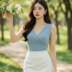 Chân Dung Nữ Thanh Niên Tự Tin Và Thanh Lịch Trong Công Viên Xanh Tươi