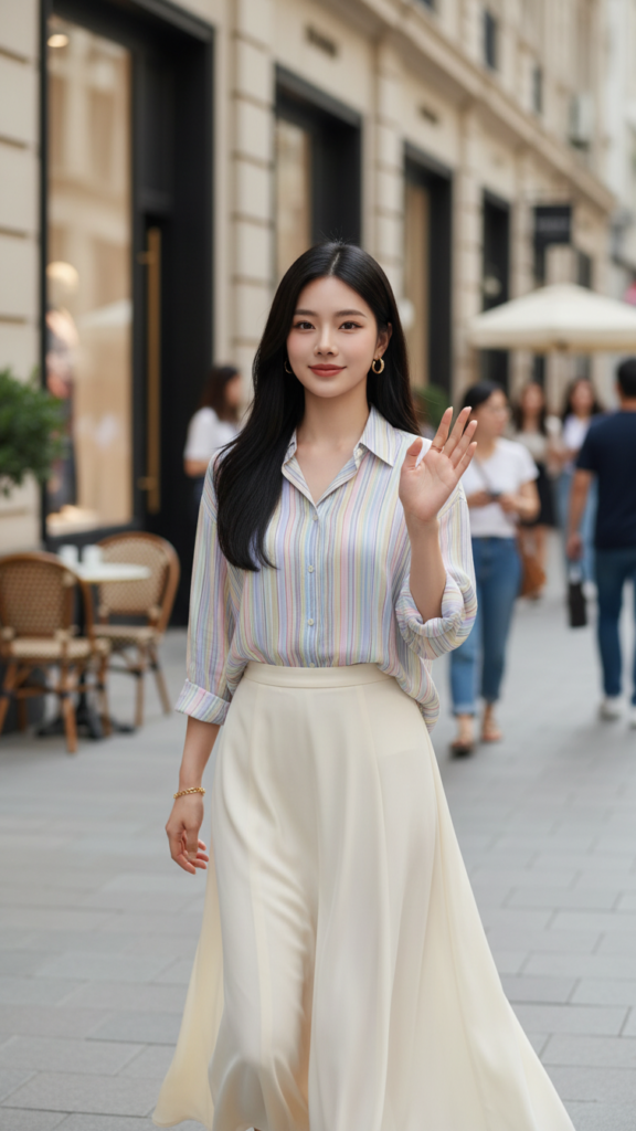 Chân dung cô gái trẻ hiện đại giữa phố phường sang trọng và tinh tế