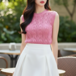 Chân dung thanh lịch của cô gái châu Á trong không gian quán cà phê sang trọng