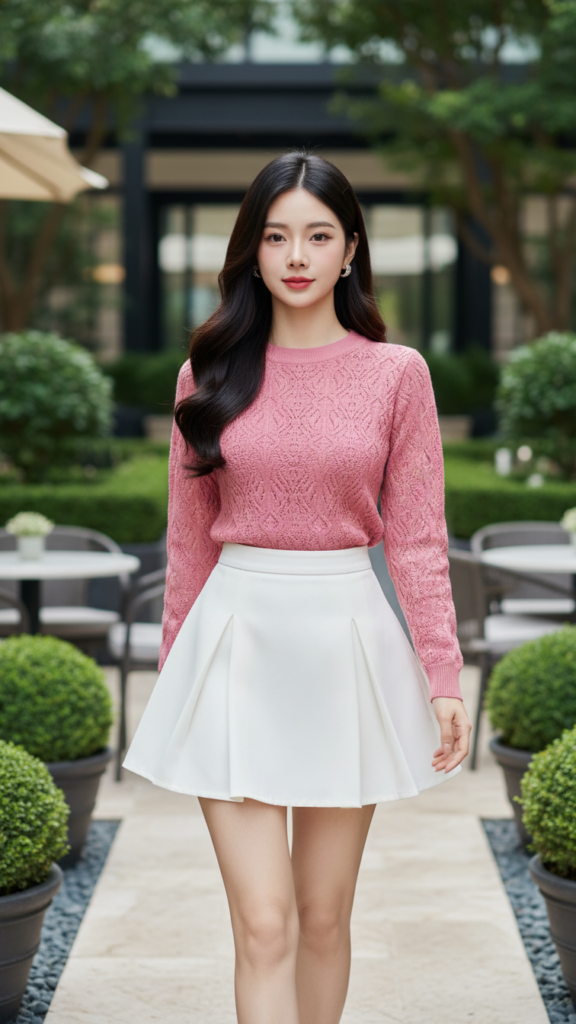 Bức chân dung hiện đại của cô gái trẻ trong không gian quán cafe sang trọng