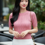 Chân dung cô gái trẻ thanh lịch giữa không gian quán cà phê sang trọng