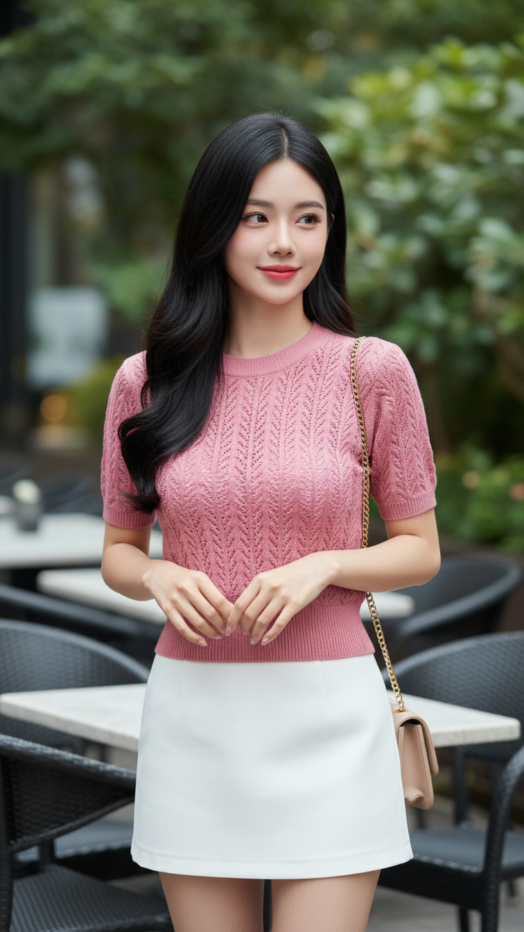 Chân dung cô gái trẻ thanh lịch giữa không gian quán cà phê sang trọng