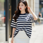 Chân dung thanh lịch của cô gái châu Á trong bối cảnh phố thị sầm uất