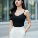 Chân dung nữ thanh niên phong cách hiện đại và thanh lịch giữa phố đô thị