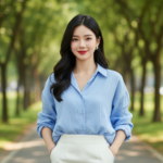 Chân dung cô gái 19 tuổi thanh lịch giữa công viên nắng chiều