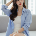 Chân dung trẻ trung của cô gái châu Á với phong cách thanh lịch và tự tin