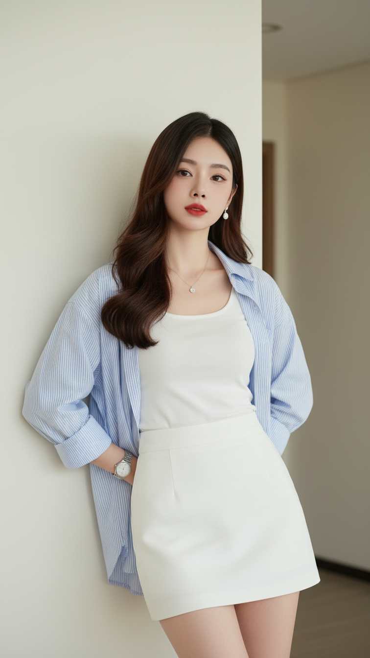 Chân dung hiện thực của cô gái trẻ trong không gian tối giản và phong cách thời trang tinh tế