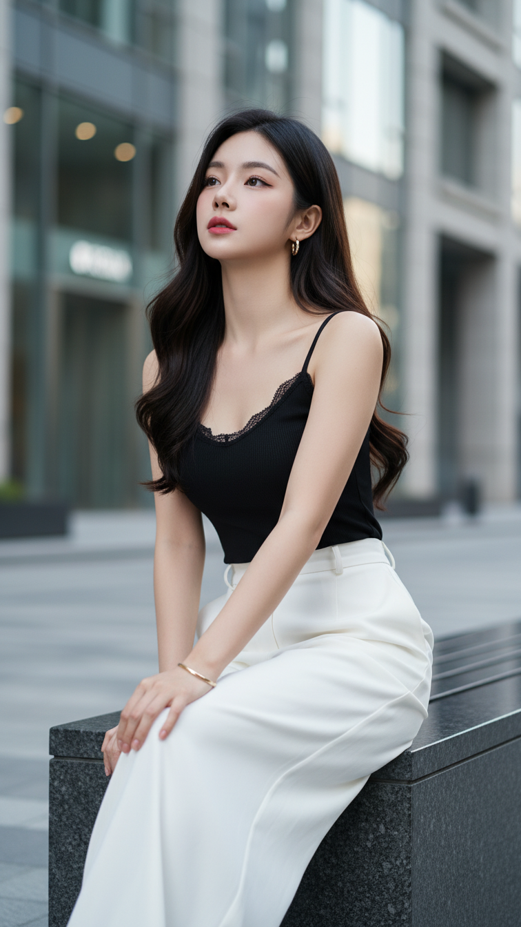 Chân dung hiện đại của cô gái trẻ phong cách thành phố sang trọng