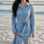 Chân dung cô gái trẻ bên biển với phong cách tự nhiên và tinh tế