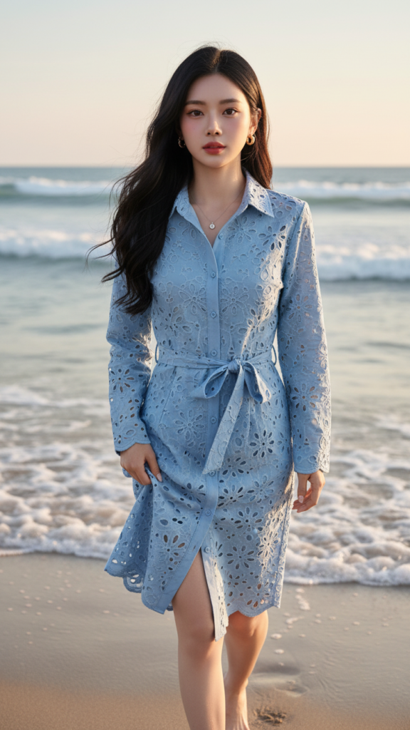 Chân dung cô gái trẻ bên biển với phong cách tự nhiên và tinh tế
