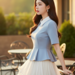 Chân dung một cô gái trẻ thanh lịch giữa không gian quán cafe sang trọng