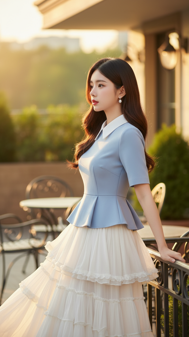 Chân dung một cô gái trẻ thanh lịch giữa không gian quán cafe sang trọng