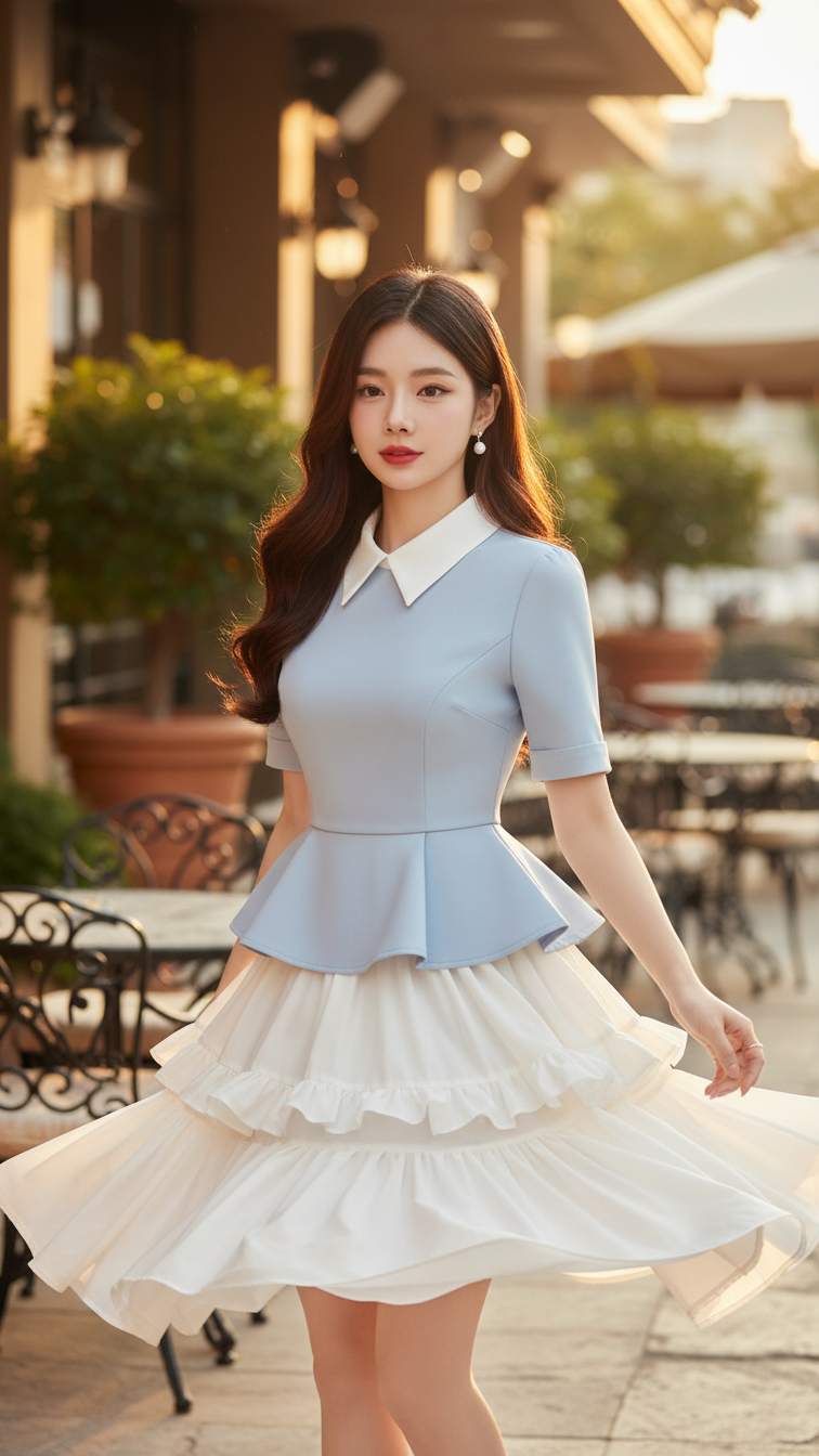 Chân dung thanh lịch của cô gái trẻ giữa không gian cafe sang trọng